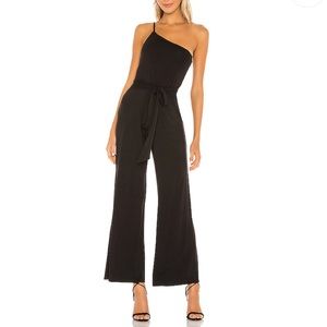 Revolve NWT Lovers Friends Jumpsuit Black One Shoulder Dress